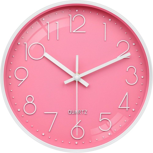 Wanduhr 25cm rosa lautlos - 25cm,