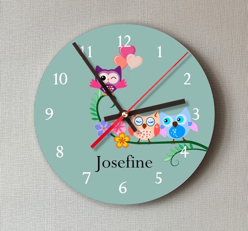 Kinder wanduhr bunte eulen - kinder, mit