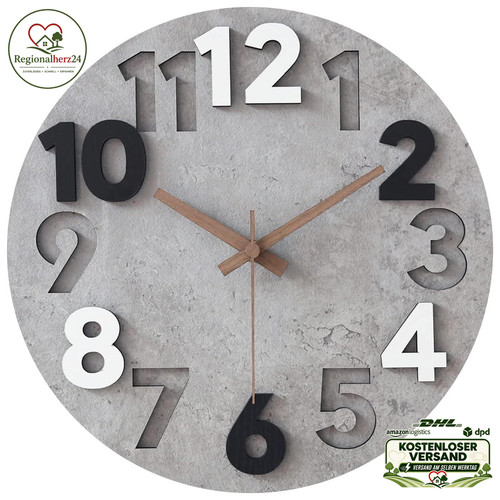 Wanduhr modern holz ohne - wanduhr, 3d